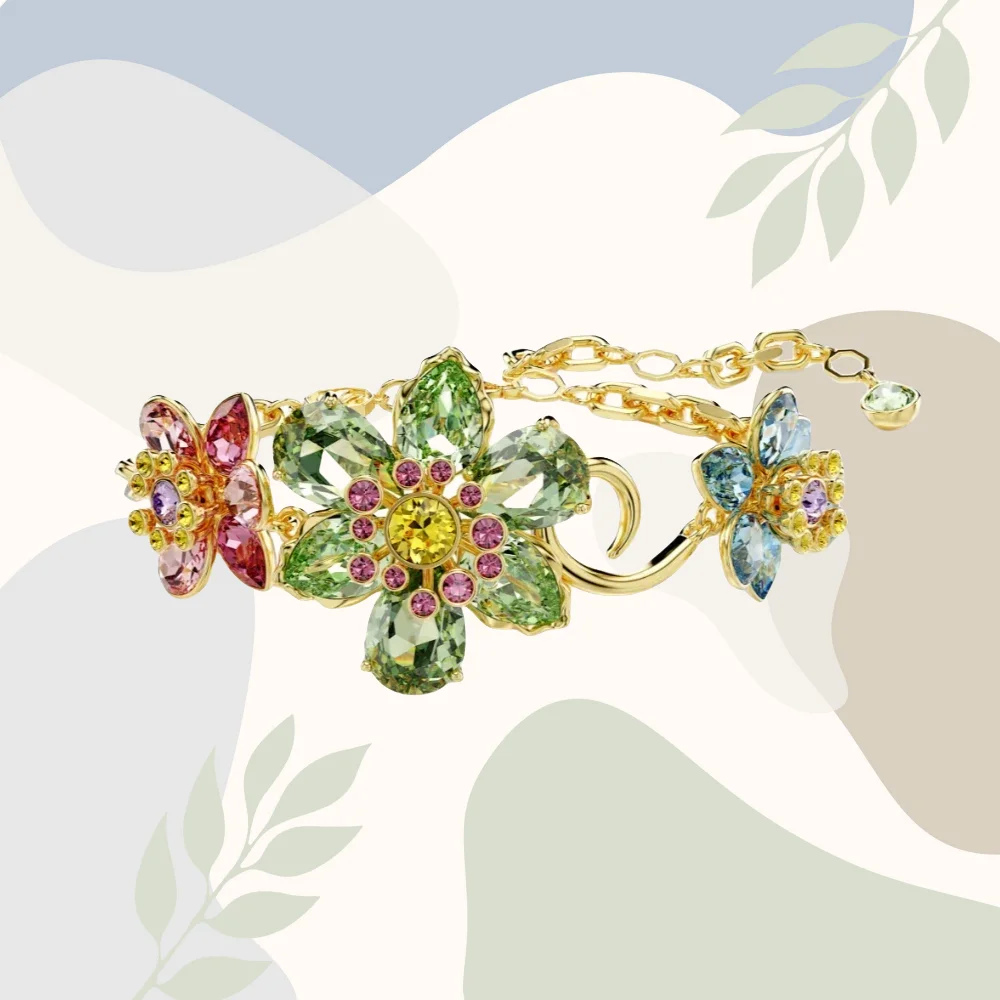 

2025 New Dyllia Exquisite Ins Style Colorful Flower Imitation Crystal Bracelet Women's Accessories Commemorative Day Gift