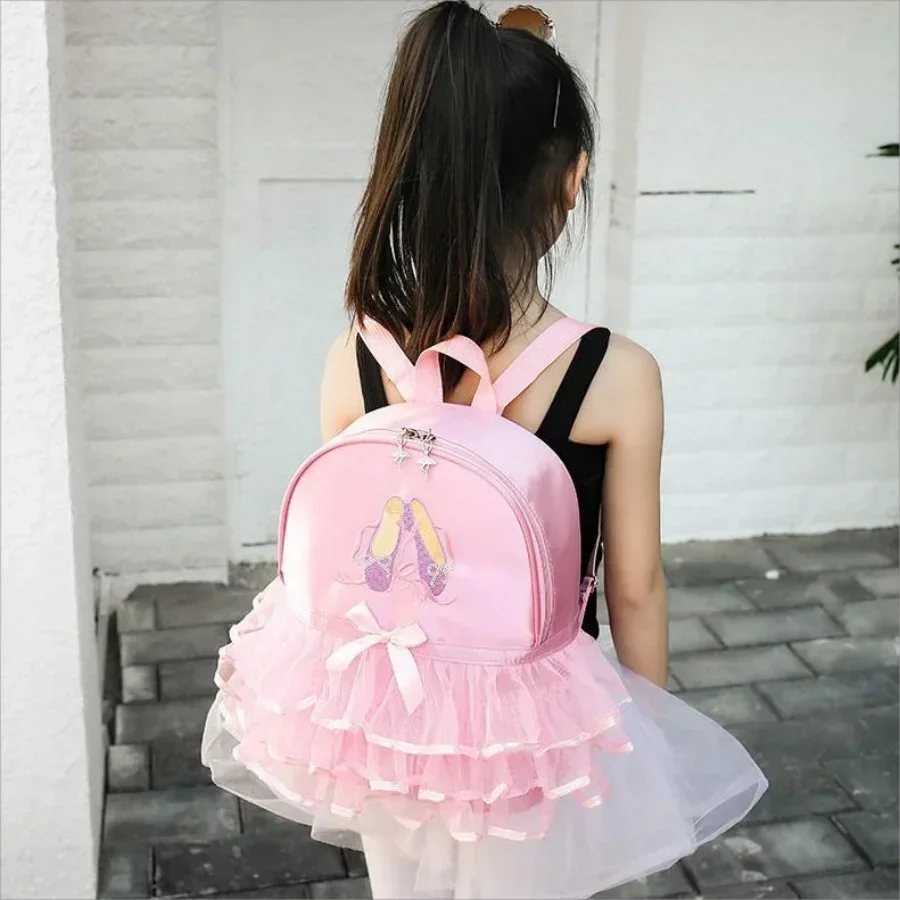 Pink Lace Girl Dance Bag for Girls Dance Ballet Bag for Girls Baby Children Ballerina Bag Kid Gymnastics Embroidered Backpack