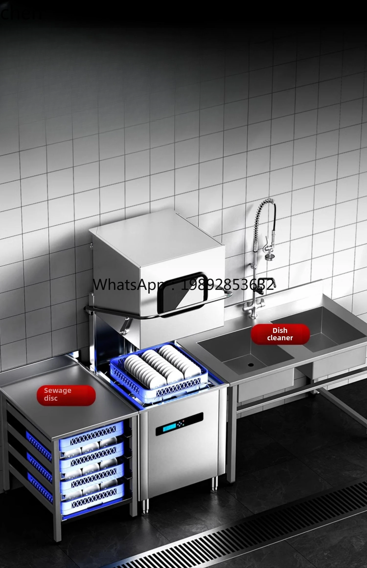 XW  uncovered steam cleaner commercial fully automatic large hotel canteen restaurant dishwashing machine