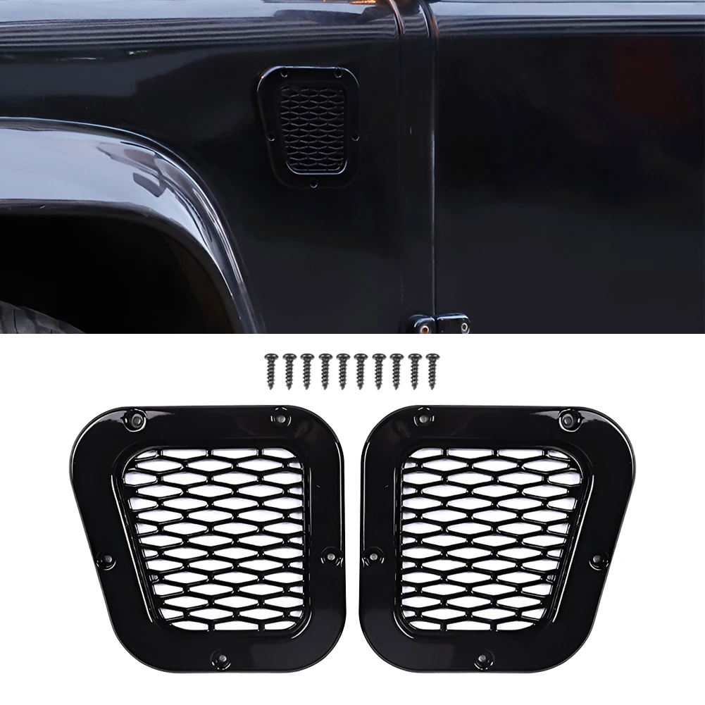 

1 Pair Front Side Fender Air Vent Cover Cap Grille Molding Trim Fit for Land Rover Defender 2004-2019 Gloss Black ABS Plastic