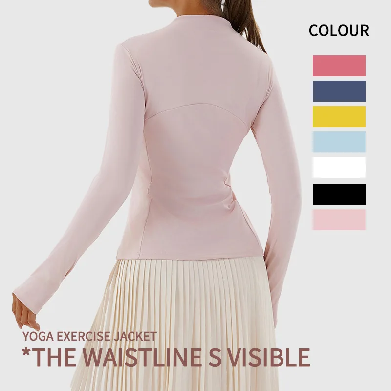 

Women Sports Jacket Zip Fitness Yoga Shirt Workout Running Coats Warm Gym Long Sleeve Top Cardigan Slim Tight Jacket Activewear