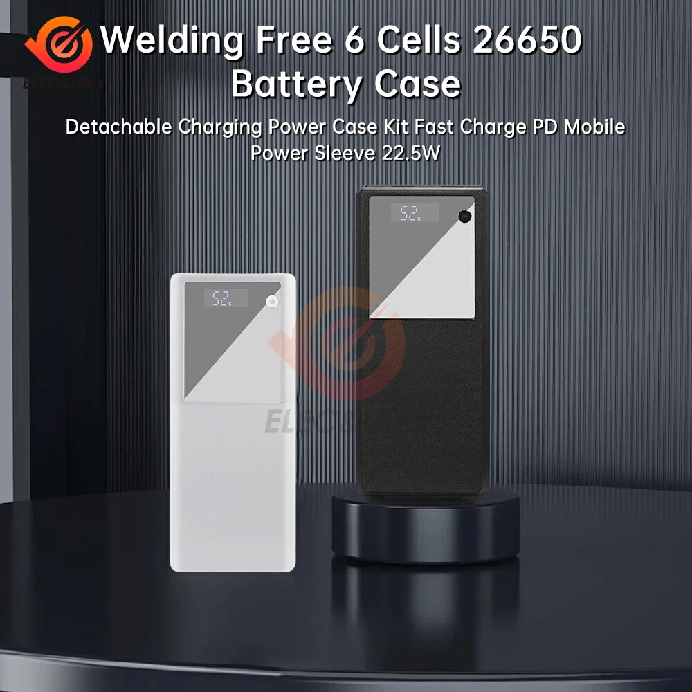 

6*26650 Чехол-аккумулятор Power Bank 22,5 Вт Быстрая зарядка PD QC3.0 для зарядки смартфона Двойной USB DIY Коробки для хранения аккумуляторов