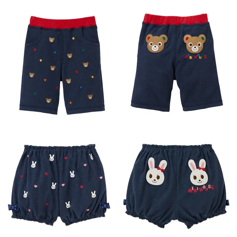 2022 Summer Children's Japanese Boys And Girls Full Embroidery Bear Rabbit Shorts Bloomers Short-Sleeved T-Shirt Dress