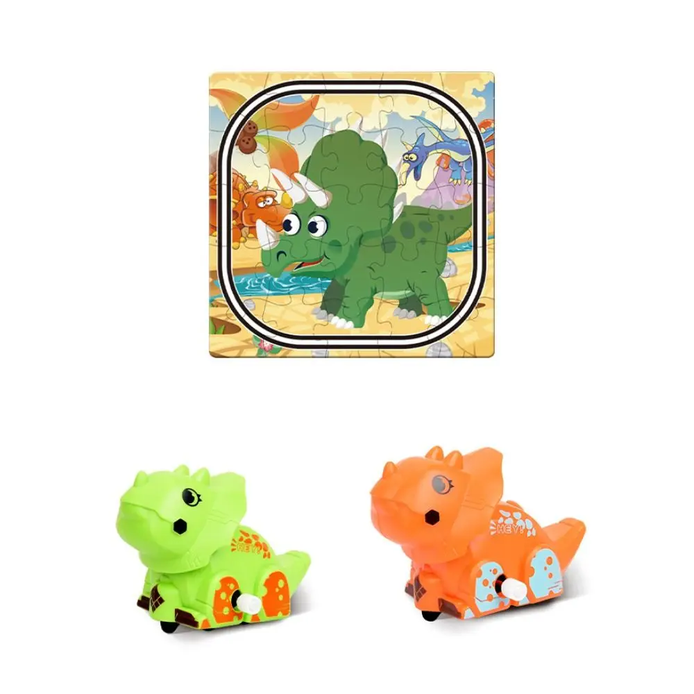 Coche de pista de dinosaurio de plástico, tablero de juguetes, rompecabezas, juguetes para niños, coche de inercia 2 en 1, bricolaje, rompecabezas ensamblado con riel