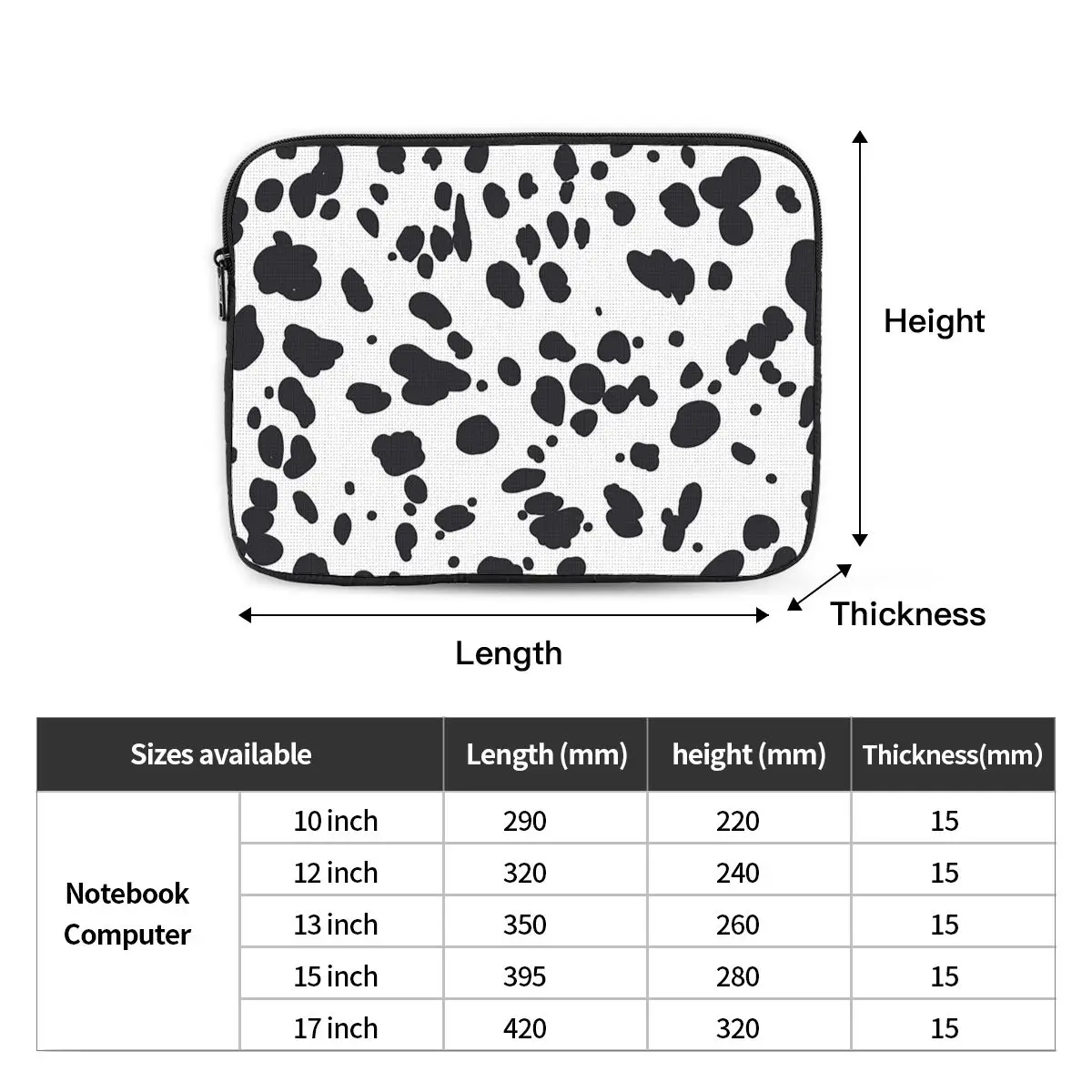 Cow Spots Animal Print Notebook Laptop Bag Case Pouch 10 12 13 15 17 Inch For Macbook Air Pro Tablet Shockproof Case Bag