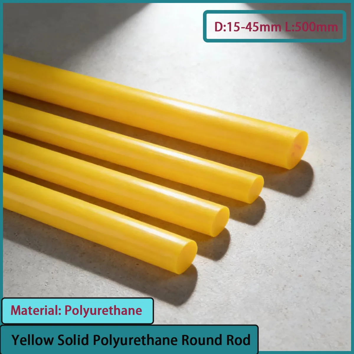Solid Yellow Polyurethane Round Rod High Hardness Wear-Resistant Shock Absorbing for Gaskets Tools