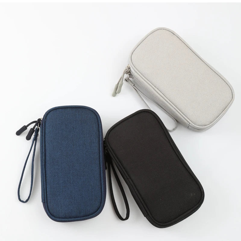 1pc Blue/Grey/Black Travel Portable Digital Product Storage Bag USB Data Cable Organizer Headset Charging Treasure Box Bag Case