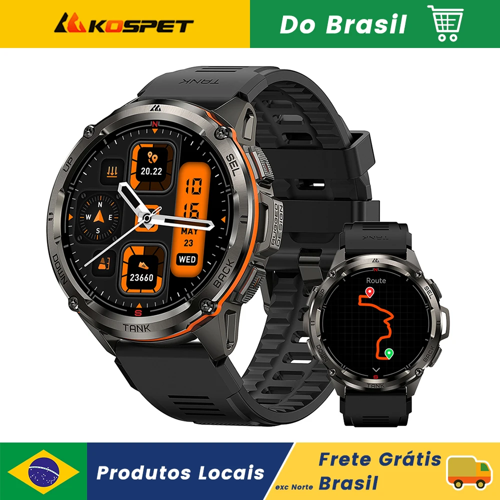 2025 KOSPET TANK T3 Ultra GPS Relógio Inteligente Para Homens 470mAh 60 Dias Bateria IP69K 5ATM À Prova D 'Água Fitness AMOLED AOD Chamada Bluetooth