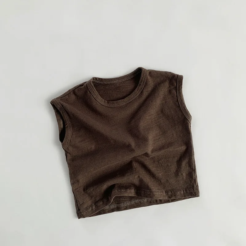 Thin Bamboo Vest For Toddler Kids 2025 Summer Korean Fashion Baby Cotton Tanks Tops For Boys Girls T Shirts Summer Outfits 5 6 7
