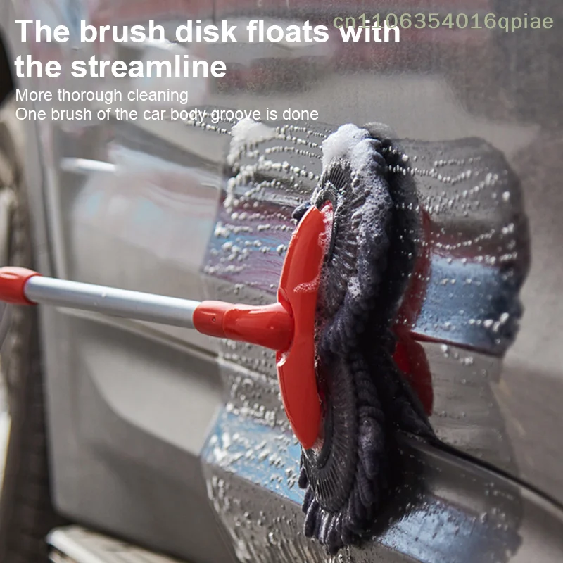 Mop de Lavagem de Carro com Cabeça Dupla Rotativa, Acessórios de Manutenção para Limpeza de Janelas e Teto, Mop Telescópico de Três Seções