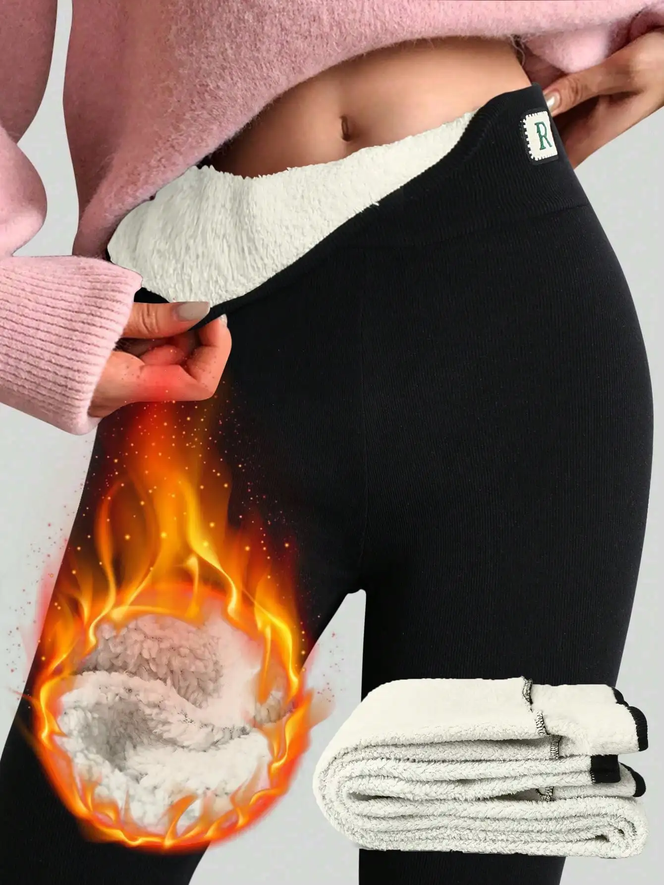 Women's High Waist Thermal Tights with Fleece Lining Warm Slimming Leggings Winter Casual Wear