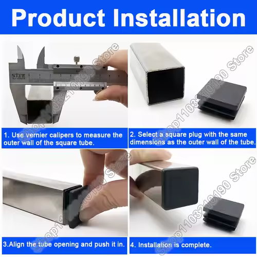 Rectangular Square Plastic Black Blanking End Cap Tube Pipe Insert Plug Bung Stopper Cover Furniture Foot Pads 10x10mm-200x200mm - Image 6
