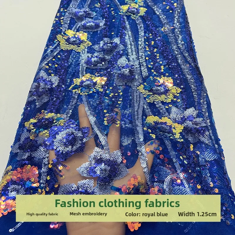 

Mesh Pattern Embroidered Sequins Fabric for Wedding Dress Cheongsam Clothing Design Diy Cloth By The Yard Sewing Material