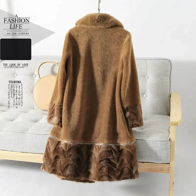 Autumn Winter Jacket Women Clothes 2024 Mink Fur Collar Wool Coat Natural Fur Korean Real Fur Coat Manteau Femme Hiver ZT1287