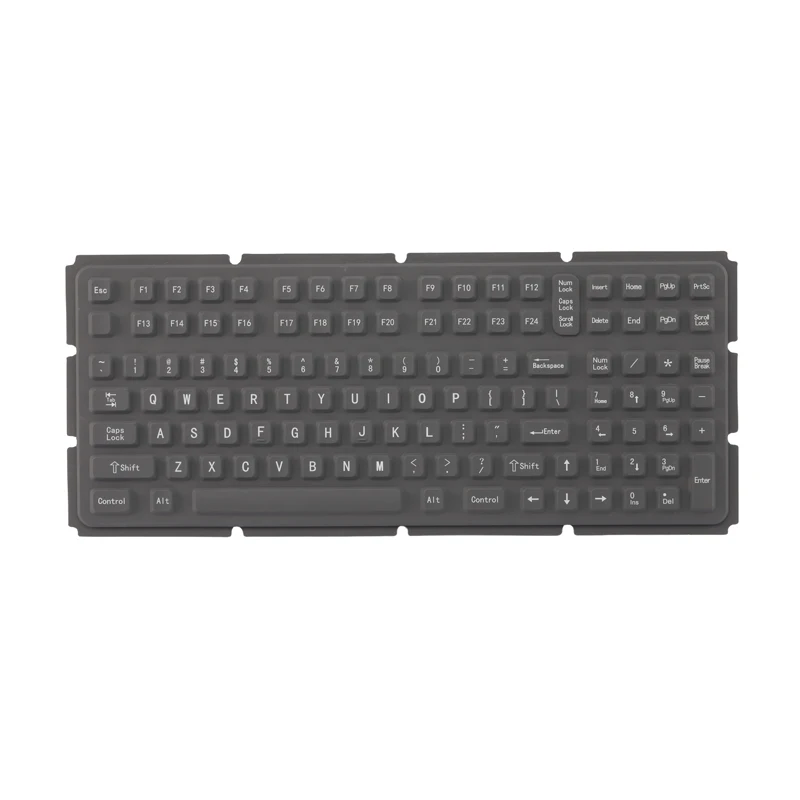 Panel Mount IP66 Waterproof Backlight Durable Coating Antimicrobial Industrial Silicone Rubber Keyboard With Metal Base Plate