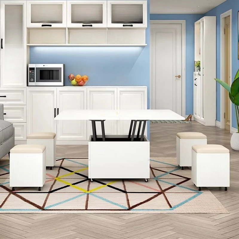 Modern dual-purpose lift coffee table foldable dining chair simple creative design small apartment living room wood board