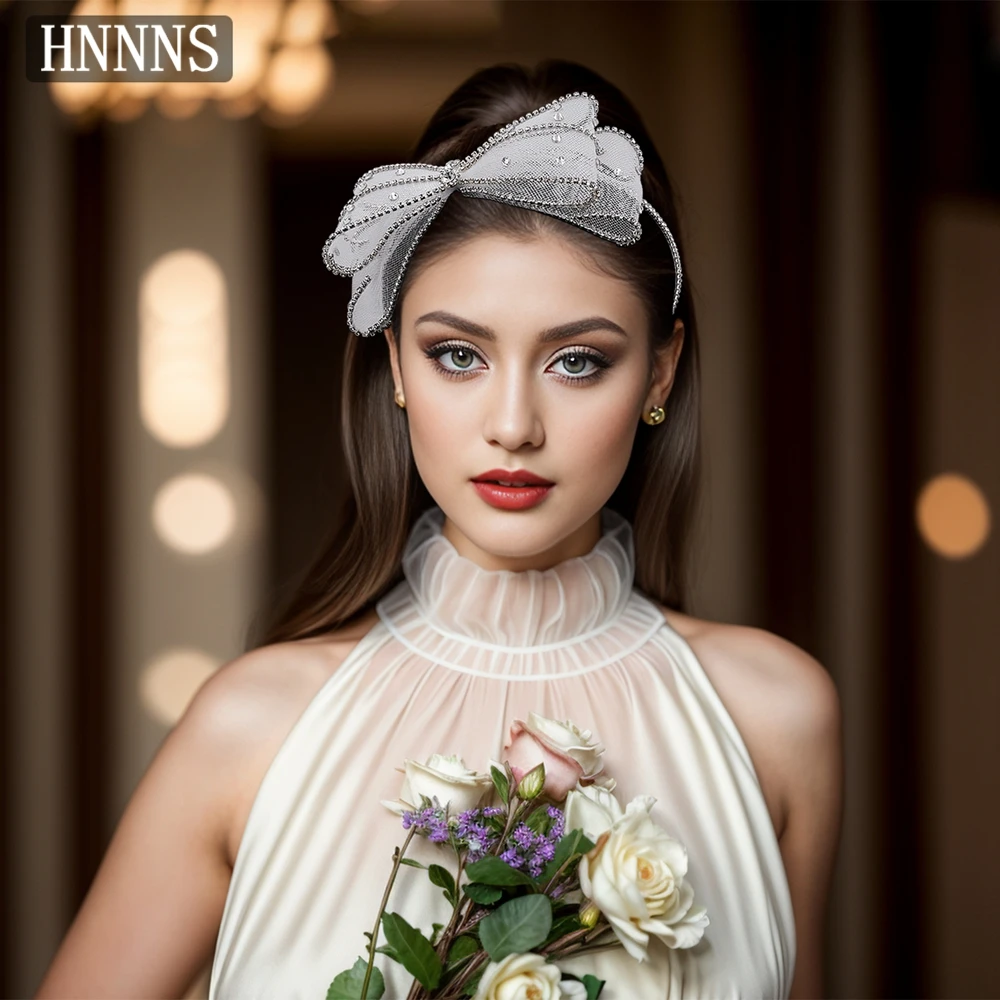 

TOPQUEEN French Wind Bride Rhinestone Wedding Headband Handmade Bow Pearl Ladies Elegant Banquet Party Everyday Headdress YXA41