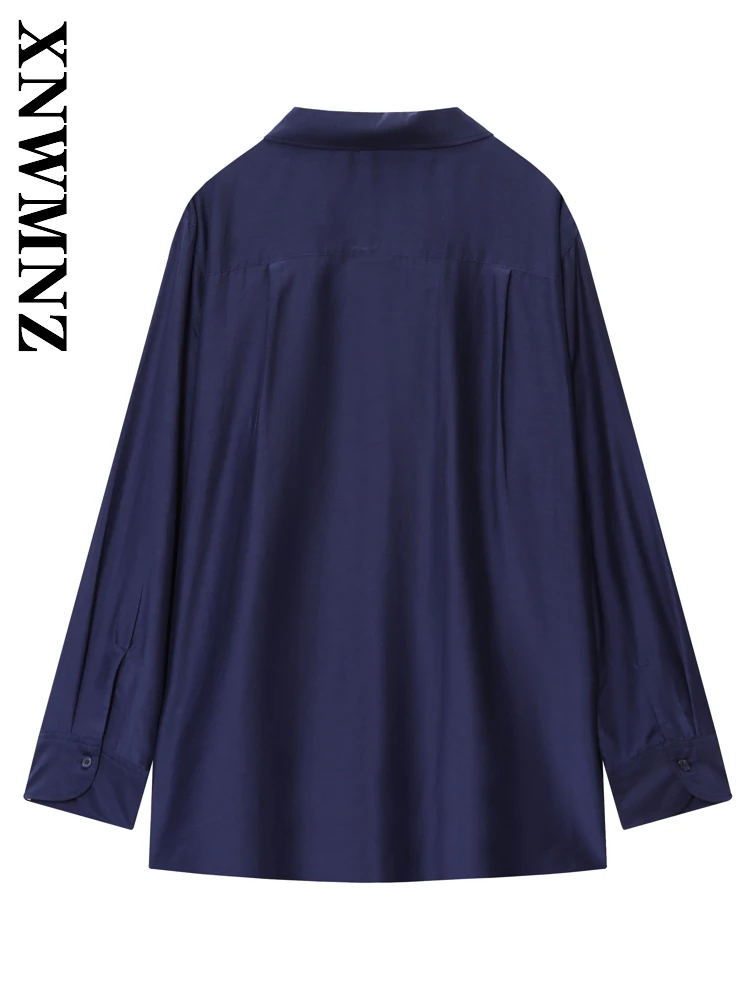 XNWMNZ 2025 Autumn Woman Commuting Simple Long Sleeve Shirt Casual Fashion Spring Lady Turn-down Collar Chic Long Sleeve Top