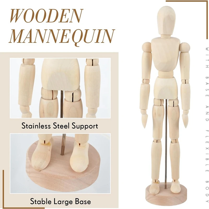 Hot-A39R-4 Pcs Posable Wooden Mannequin Figure Wood Human Model Drawing Figure For Sketching Painting Christmas Desk Decor