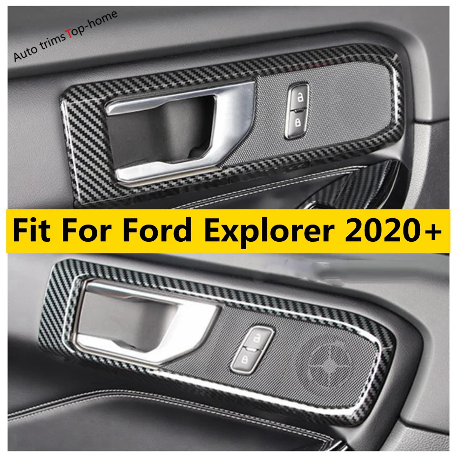 

Inner Door Handle Bowl Grab Panel Decoration Cover Trim Carbon Fiber Look Interior Accessories Fit For Ford Explorer 2020 - 2023