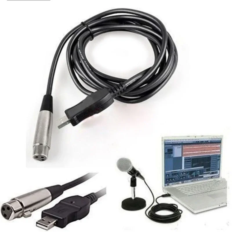 XLR Female to USB Male 3m 9ft. Cable Cord Adapter Vocal Recorder Microphone Link Cable Connector