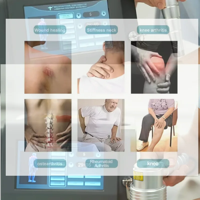 

Лазерная терапия Terapeutico Fisioterapia Profesional, устройство для холодной лазерной терапии низкого уровня 808 нм с вибрационной физиотерапией при боли в теле