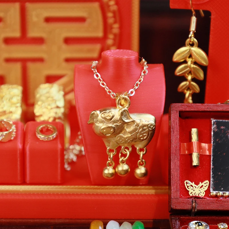 1 قطعة دمية محاكاة صندوق عرض المجوهرات 1/12 مصغرة النمط الغربي قلادة لعبة مجسمة بيت الدمية الصغيرة اكسسوارات الديكور