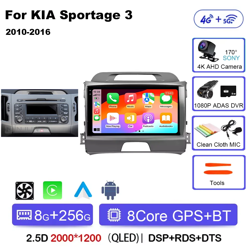 Android 15 Qualcomm Autoradio Voor KIA Sportage 3 Sportage R 2010-2016 Draadloze Android Auto Carplay Multimedia speler Auto stereo