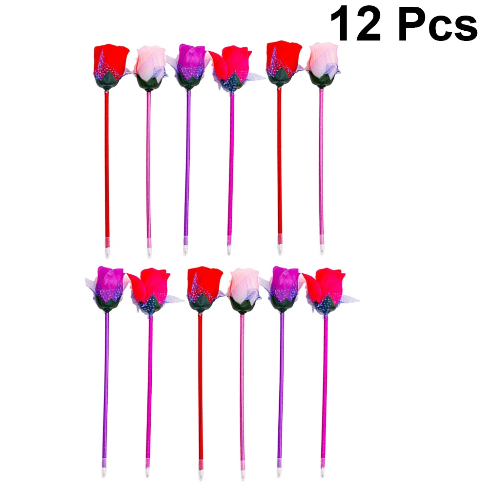 12Pcs Flower Shape Ballpoint Pen Mermaid Inspired Writing Tool Student Stationery Supplies Office School Use Mixed Colors