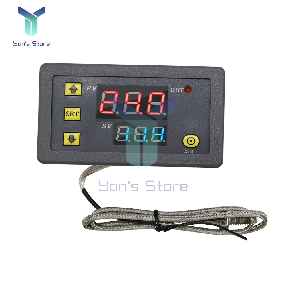 digital led controle de temperatura termostato w3230 12v linha de sonda regulador termostato calor resfriamento termorregulador60 c500 c 01