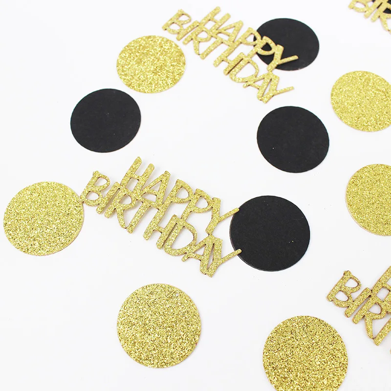 

1Pack Confetti Black Gold Round Paper Birthday Party supplies table decoration sequins