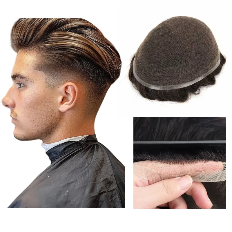 

Мужской парик на кружевной основе | Парик из натуральных волос для мужчин, плотность 120%, 130%, прочный и долговечный блок замены волос