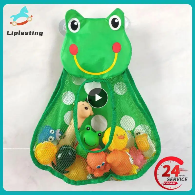 

Baby Bath Toys Cute Duck Frog Mesh Net Toy Storage Bag Strong Suction Cups Bath Game Bag Bathroom Organizer Water Toys for Kids