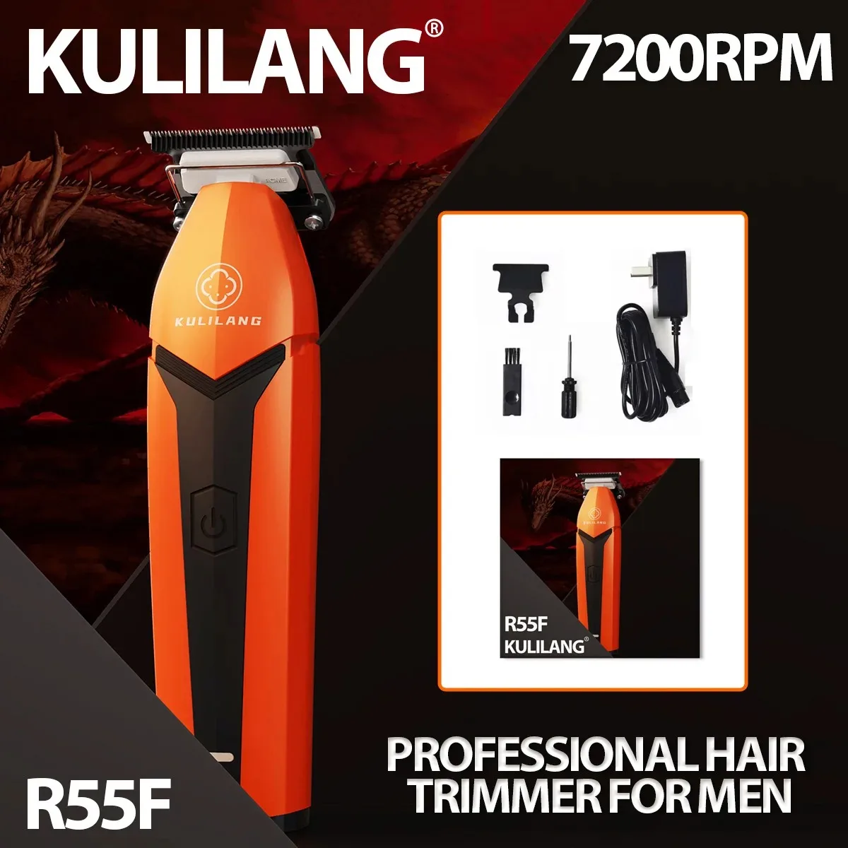 Professional Electric Trimmer KULILANG Orange R55F Trimmer 