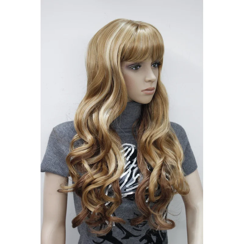 

with Bangs Long Blonde Wig for Women Synthetic Heat