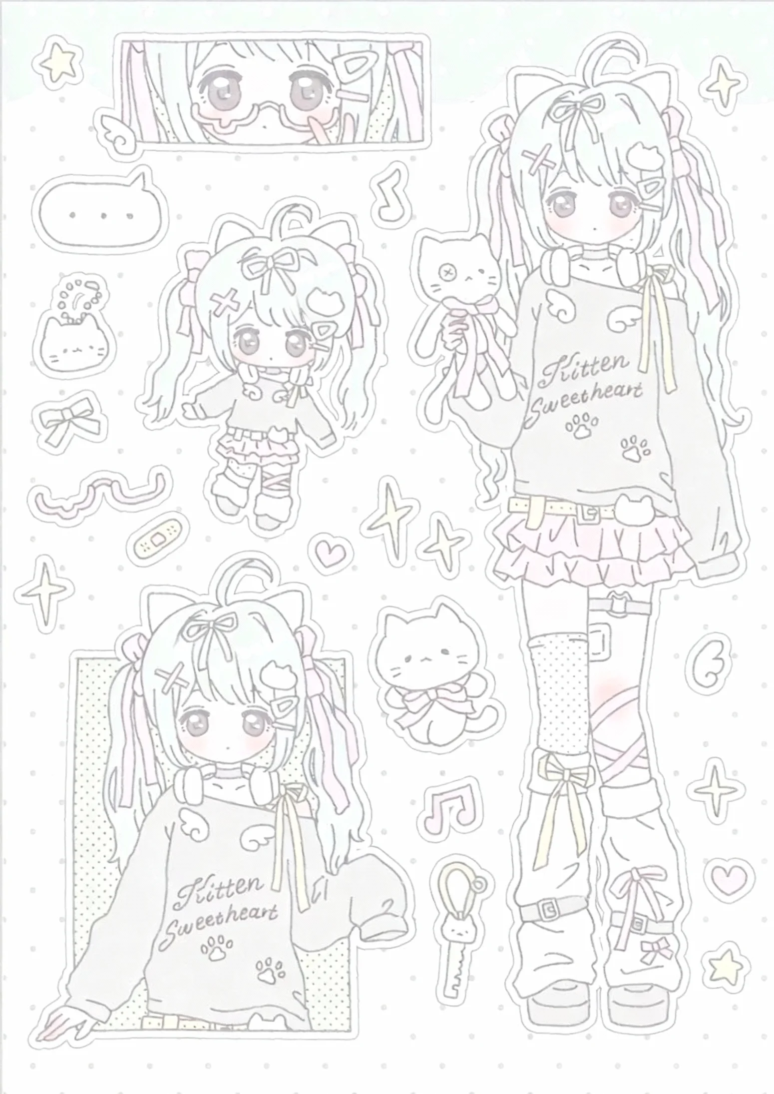 Sweet Girl Cute Cartoon Ins Collage Characters Guka Stickers DIY Decorative Handbook view 4