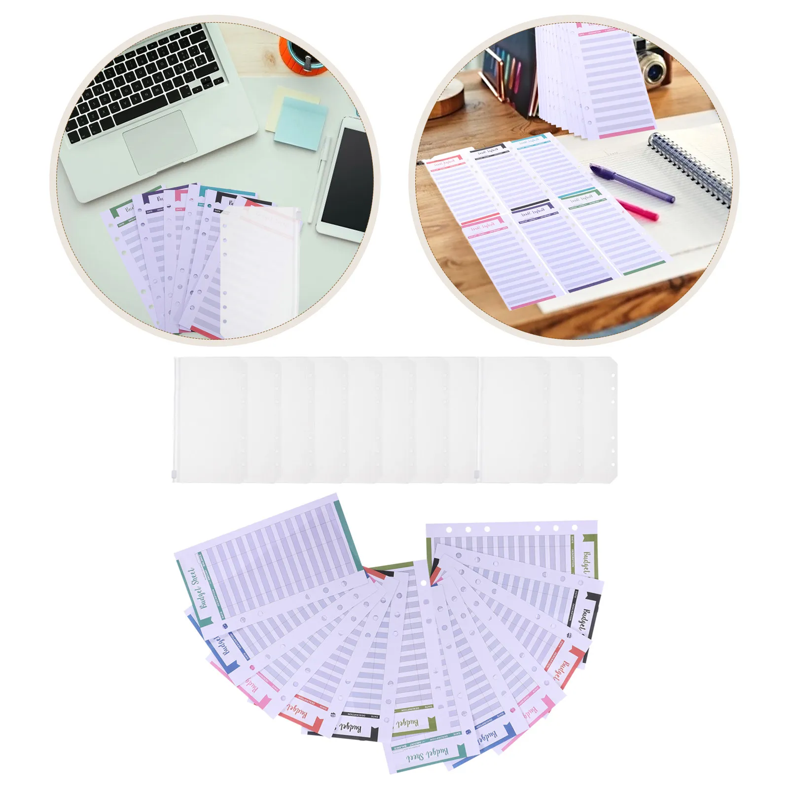 

24Pcs A6 Budget Insert Sheets Waterproof PVC Binder Zipper Pockets for Money Management Financial Planning Tracker Journal