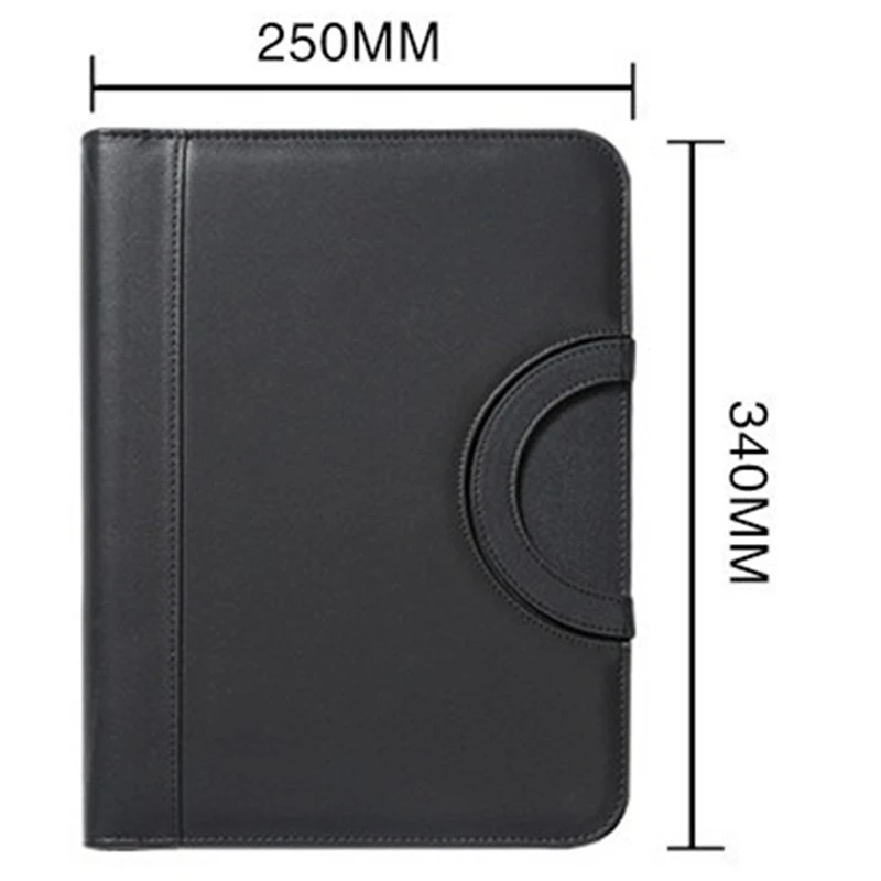 A4 Zipper Calculator Binder Conference File Pad Folder Briefcase Tablet Portable Circular Handle File Bag