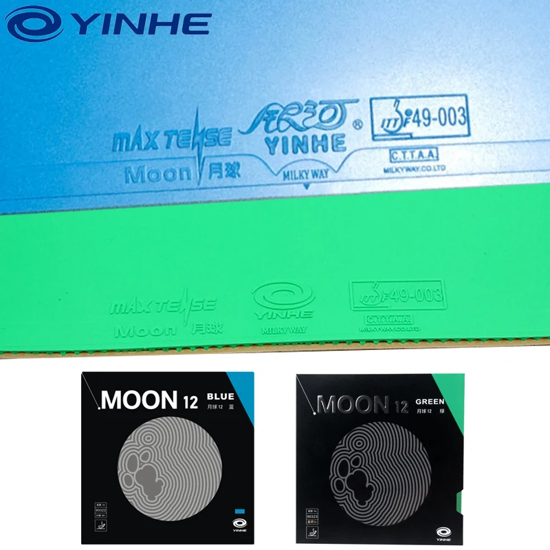 

YINHE Blue Green Table Tennis Rubber Sheet Non-Tacky Pimples-in MOON 12 Internal Energy Ping Pong Rubber Medium Soft/Hard