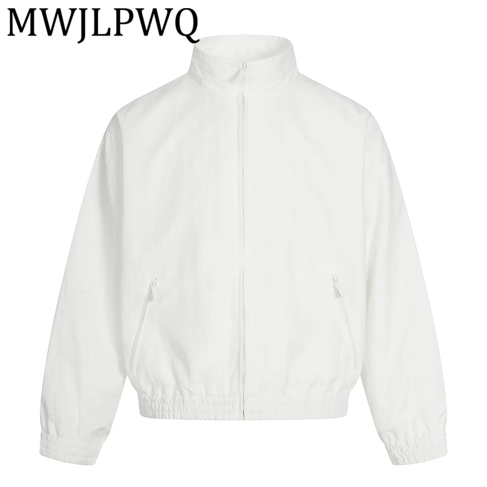 

MWJLPWQ 2025 осенняя новая американская куртка, мужская куртка с воротником-стойкой на молнии, модное свободное повседневное пальто High Street, шикарное 21486