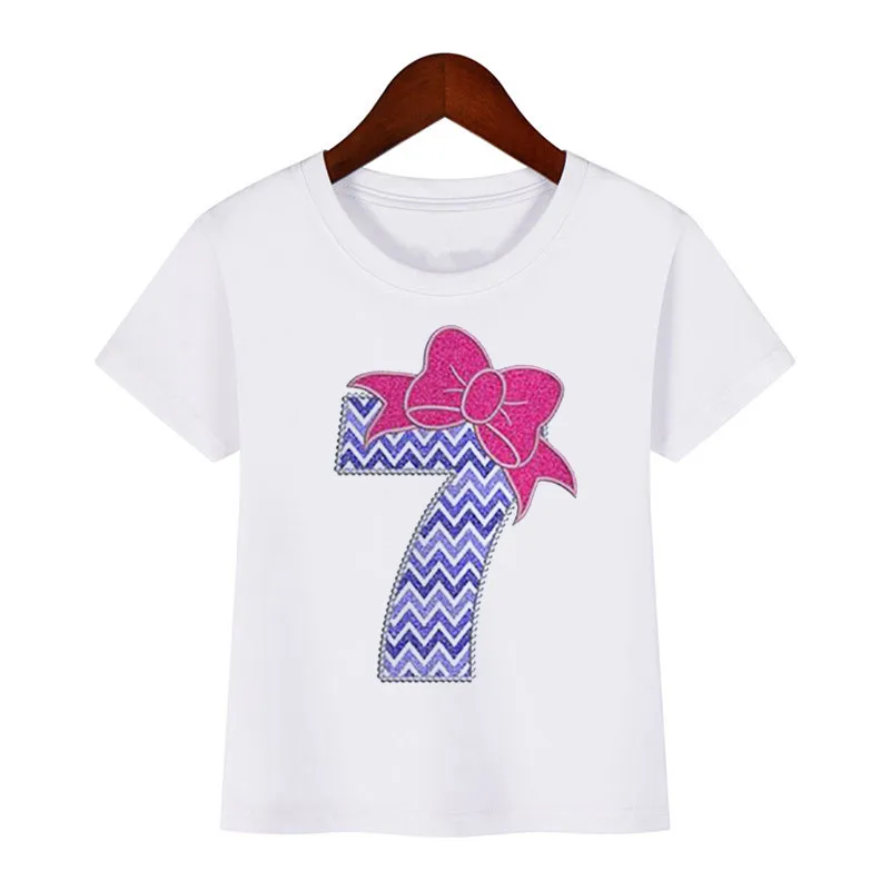 Birthday Number Printed Shirts 1-9 Birthday Party Girls Outfit T-Shirt Wild Tees Girls Tshirts Clothes Kids Gifts Fashion Tops