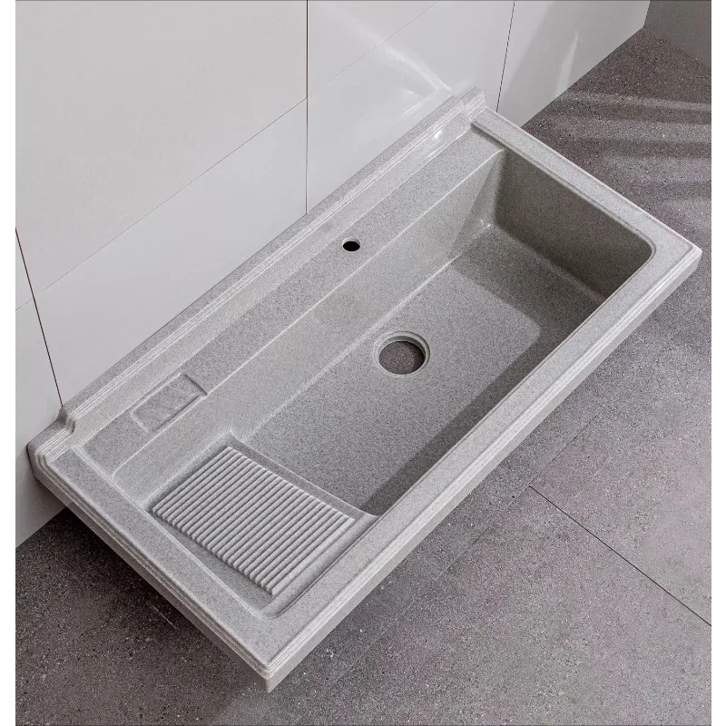 Balcony laundry sink Household artificial quartz stone laundry basin Large pool with diagonal washboard laundry table