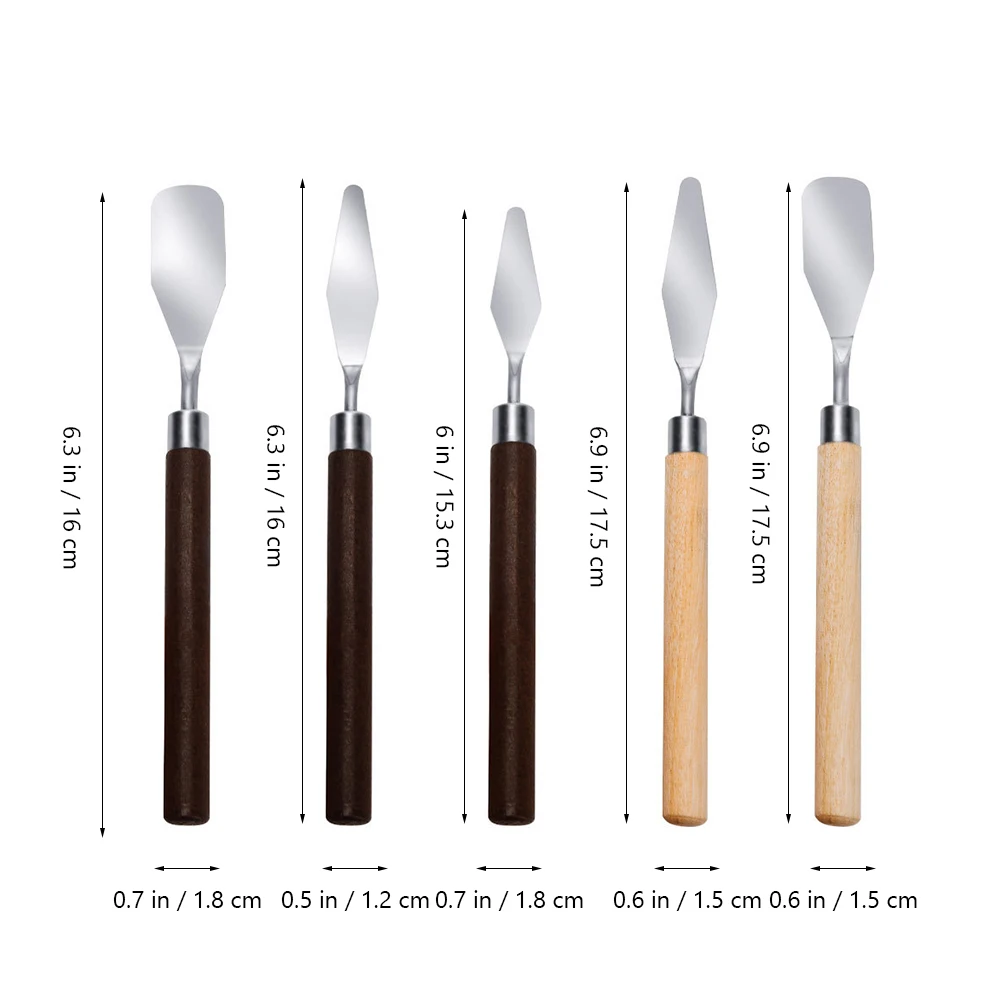 

5Pcs Stainless Steel Oil Painting Spatula Knives Color Mixing Scraper Palette Tools for Acrylic Canvas Gouache