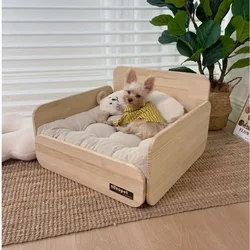 Log Wind Cat's House, Universal Litter for Teddy Bears Pet Bed, Off Ground, Moisture Proof, Animal Bed, Four Seasons