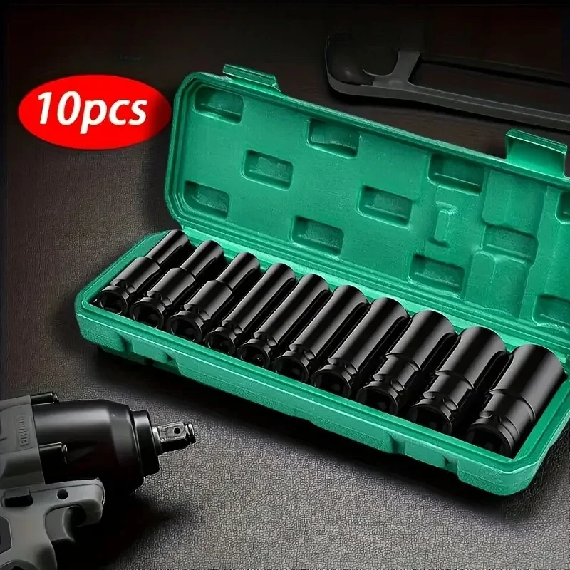 

Набор из 10 ударных метрических головок 1/2 дюйма, универсальные глубокие головки для пневматического инструмента и ремонта