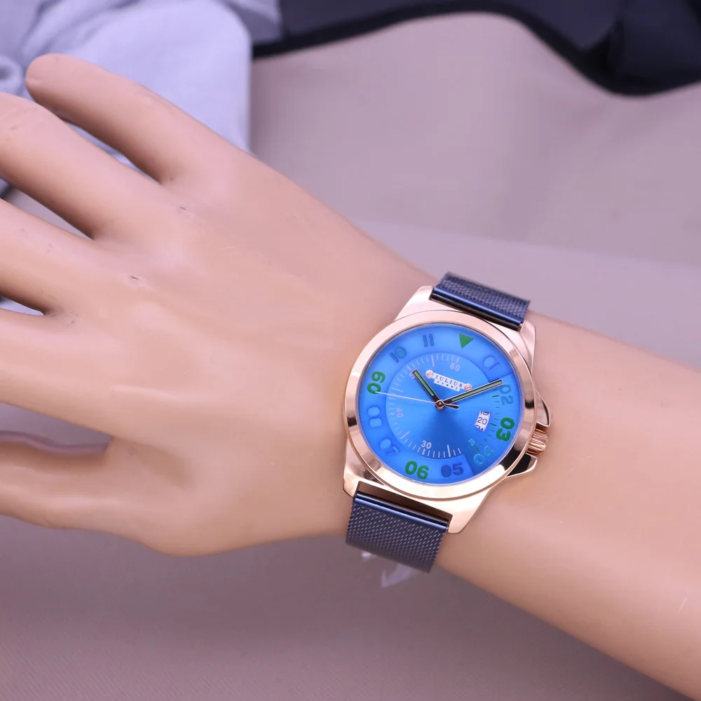 5 Colors Homme Men\'s Watch Japan Mov Hours Top Fashion Dress Steel Bracelet Boy Birthday Valentine Gift Box
