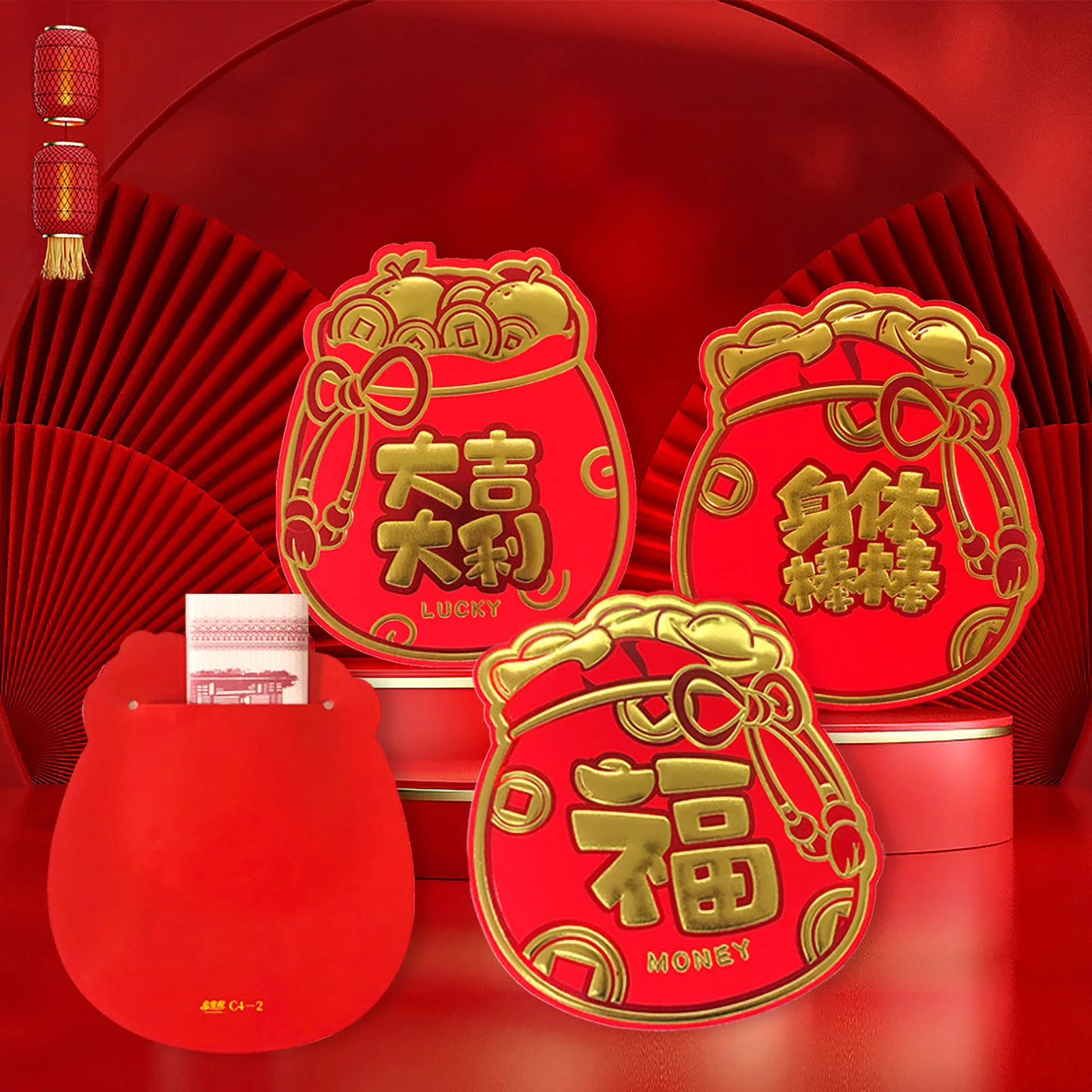 Cartoon 3D New Year Red Envelope 2024 Chinese Spring Festival Red Pockets The Year Of Dragon Lucky Money Bag Lunar Year Decor