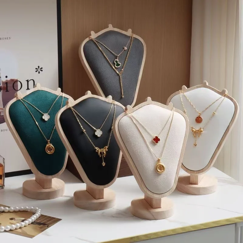 

New Solid Wood Jewelry Necklaces Bracelets Pendants Jewelry Display Stands High-end Touching Like Models Light Luxury Counter
