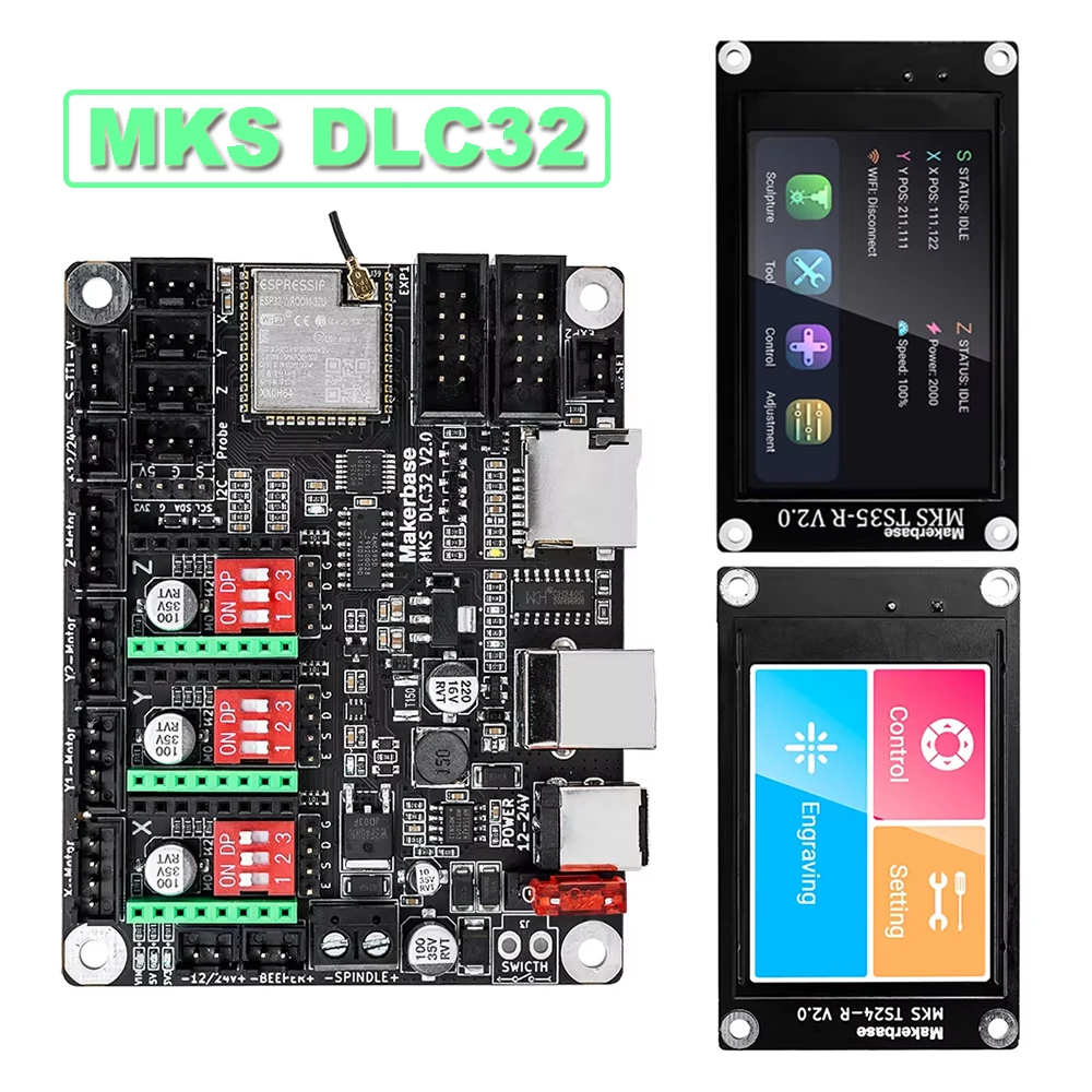 MKS DLC32 Grbl Controller Work For Laser&CNC With ESP32 WIFI and TS35/24 Touch Screen for Laser Engraving Machine