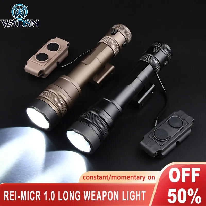 WADSN REIN Tactical Metal Flashlight 1300Lumens White Light Strobe Weapon Light Scout Light For Picatinny Rail Airsoft Accessory